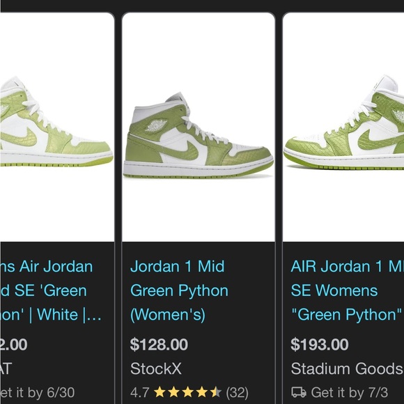 Jordan 1 Mid Green Python (Women's) - Picture 4 of 8